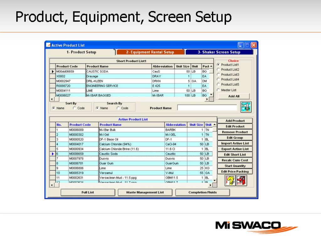 Product, Equipment, Screen Setup